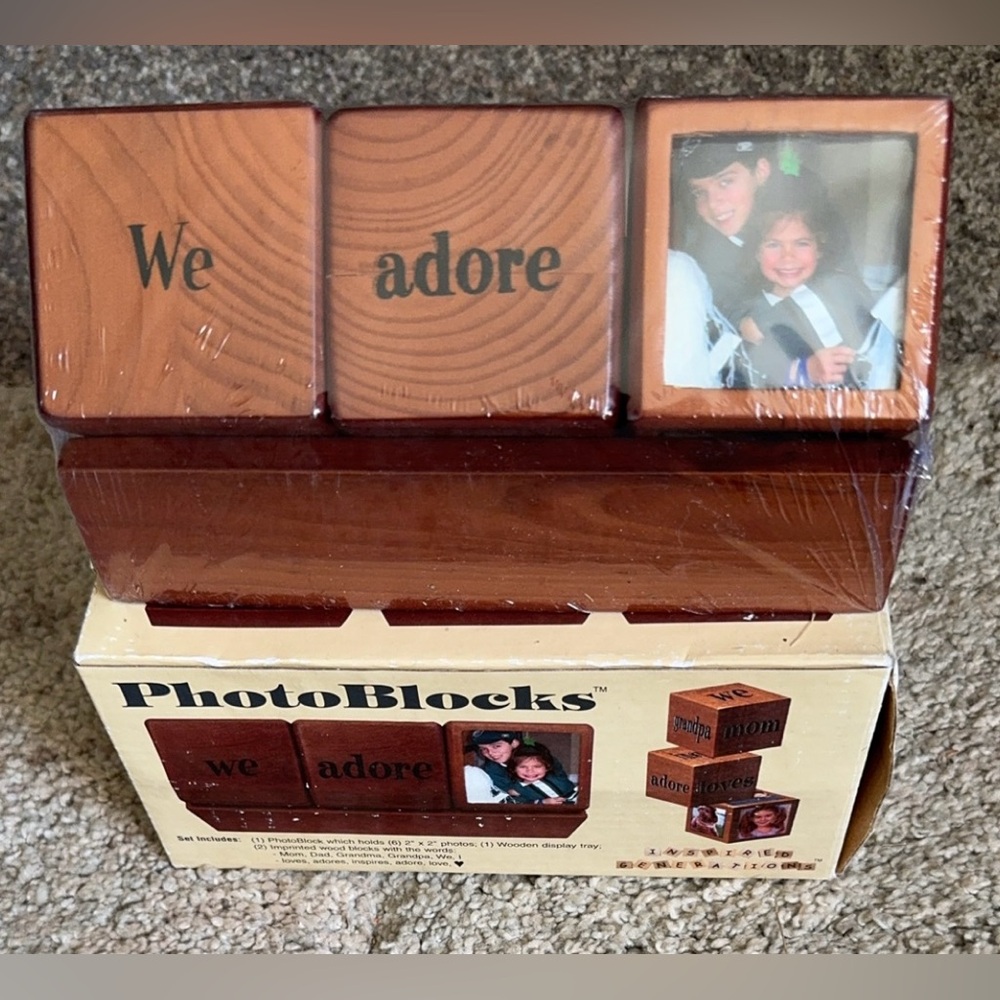 Inspired Generations Photo Blocks NEW Wood Mom Dad Grandpa Grandma